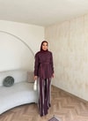 HR-0794H&R ButikPW - Neva Çizgi Detaylı Modal Takım Bordo