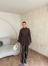 HR-0794H&R ButikPW - Neva Çizgi Detaylı Modal Takım Acı Kahve