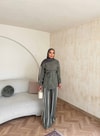 HR-0794H&R ButikPW - Neva Çizgi Detaylı Modal Takım Haki