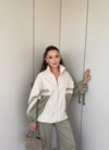 HR-2131H&R ButikPw- Nuril Yan Şerit Ön Fermuarlı Takım Bej Haki