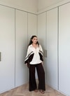 HR-2131H&R ButikPw- Nuril Yan Şerit Ön Fermuarlı Takım Bej Acı Kahve