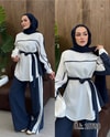 HR-0885H&R ButikPW- Zilana Çizgi Detaylı Takım Lacivert
