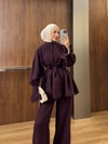 HR-0618H&R ButikQas- Eba Kol Detaylı Takım Mürdüm