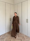 HR-2746H&R ButikQas - Fisa Ön Büzgülü Sandy Takım Acı Kahve