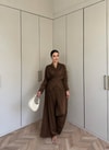 HR-2746H&R ButikQas - Fisa Ön Büzgülü Sandy Takım Acı Kahve