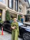 TAKM-2162H&R ButikQu-Lai Pelerin Detaylı Takım Haki
