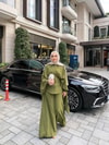 TAKM-2162H&R ButikQu-Lai Pelerin Detaylı Takım Haki