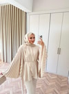 HR-1246H&R ButikQu- Nelan Kolu Piliseli Takım Krem