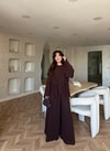 HR-1367H&R ButikQu - Şiza Üst Kat Kat Şifon Takım Acı Kahve