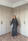 TAKM-1976H&R ButikSelenay Düğme Detaylı Keten Takım Antrasit