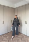 TAKM-1976H&R ButikSelenay Düğme Detaylı Keten Takım Antrasit