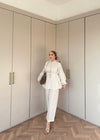 TAKM-1976H&R ButikSelenay Düğme Detaylı Keten Takım Bej