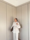 TAKM-1976H&R ButikSelenay Düğme Detaylı Keten Takım Bej