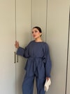HR-1454H&R ButikSov- Ejal Ön Bağlamalı Takım İndigo