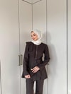 HR-1160H&R ButikSov- Ön Fermuarlı Kot Takım Acı Kahve