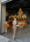 TAKM-1754H&R ButikTaşlı Oysh Yan Bağlamalı Takım  Kahverengi