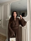 HR-1504H&R ButikTB - 4495 Elida Ön Düğmeli Etekli Takım Kahve