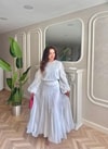 HR-1326H&R ButikTb - 4502 Alewi Kolu Fırfırlı Vual Etekli Takım Beyaz