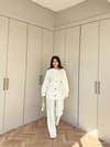 TAKM-2349H&R ButikTB-Besla Gold Düğmeli Takım Beyaz