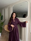 HR-1325H&R ButikTB - Elida Ön Düğmeli Etekli Takım Mürdüm