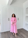 HR-1308H&R ButikTb - Fibela Ön Bağlamalı Etekli Takım Pembe