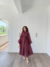 HR-1308H&R ButikTb - Fibela Ön Bağlamalı Etekli Takım Mürdüm