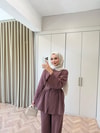 HR-1399H&R ButikTb- Firse Ön 2 Düğmeli Keten Takım Mürdüm