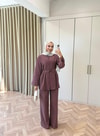 HR-1399H&R ButikTb- Firse Ön 2 Düğmeli Keten Takım Mürdüm