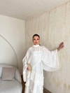 HR-0814H&R ButikTB - Gazce Katkat Etekli Takım Ekru