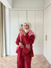 HR-3069H&R ButikTB-Giba Bol Pantolon Takım Kırmızı