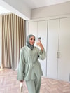 HR-1396H&R ButikTb- Güza Yan Düğme Detaylı Keten Takım Mint