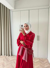 HR-3023H&R ButikTB - Jima Çizgi Detaylı Oysh Etekli Takım Kırmızı