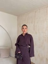 HR-0828H&R ButikTB - Mois Yan Detaylı Etekli Takım Mürdüm