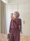 HR-2971H&R ButikTB-Nurla Boncuk Detaylı Modal Oysh Takım Mürdüm