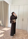 HR-2971H&R ButikTB-Nurla Boncuk Detaylı Modal Oysh Takım Acı Kahve