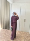 HR-2971H&R ButikTB-Nurla Boncuk Detaylı Modal Oysh Takım Mürdüm