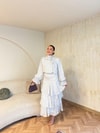 HR-0529H&R ButikTB-Qüla Ponponlu Şifon Takım Beyaz (ÖN SİPARİŞ)