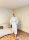 HR-0529H&R ButikTB-Qüla Ponponlu Şifon Takım Beyaz (ÖN SİPARİŞ)