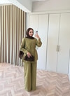HR-1374H&R ButikTB - Rişa Ön 2 Komple Düğmeli Keten Takım Yağ Yeşili