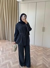 HR-1374H&R ButikTB - Rişa Ön 2 Komple Düğmeli Keten Takım Lacivert