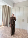 HR-1546H&R ButikTB - Willa Kemeri Detaylı Keten Takım Acı Kahve