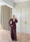 HR-1546H&R ButikTB - Willa Kemeri Detaylı Keten Takım Mürdüm