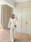 HR-1546H&R ButikTB - Willa Kemeri Detaylı Keten Takım Ekru