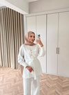 HR-0685H&R ButikTB - Wqa Gold Düğmeli Takım Beyaz
