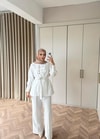 HR-0685H&R ButikTB - Wqa Gold Düğmeli Takım Beyaz