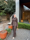 TAKM-2139H&R ButikTB-Zeyna Kolu Fermuarlı Kot Takım Kahve