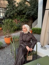 TAKM-2139H&R ButikTB-Zeyna Kolu Fermuarlı Kot Takım Kahve