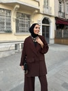 TAKM-1926H&R ButikYula Oversize Ceketli Takım Acı Kahve