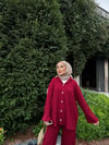 TAKM-970H&R ButikZeyn Düğmeli Triko Takım Bordo