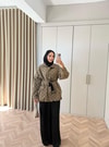 HR-2998H&R ButikFus- Puantiyeli Trenç Vizon